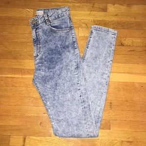 High Waisted Stone Washed Denim Jeans